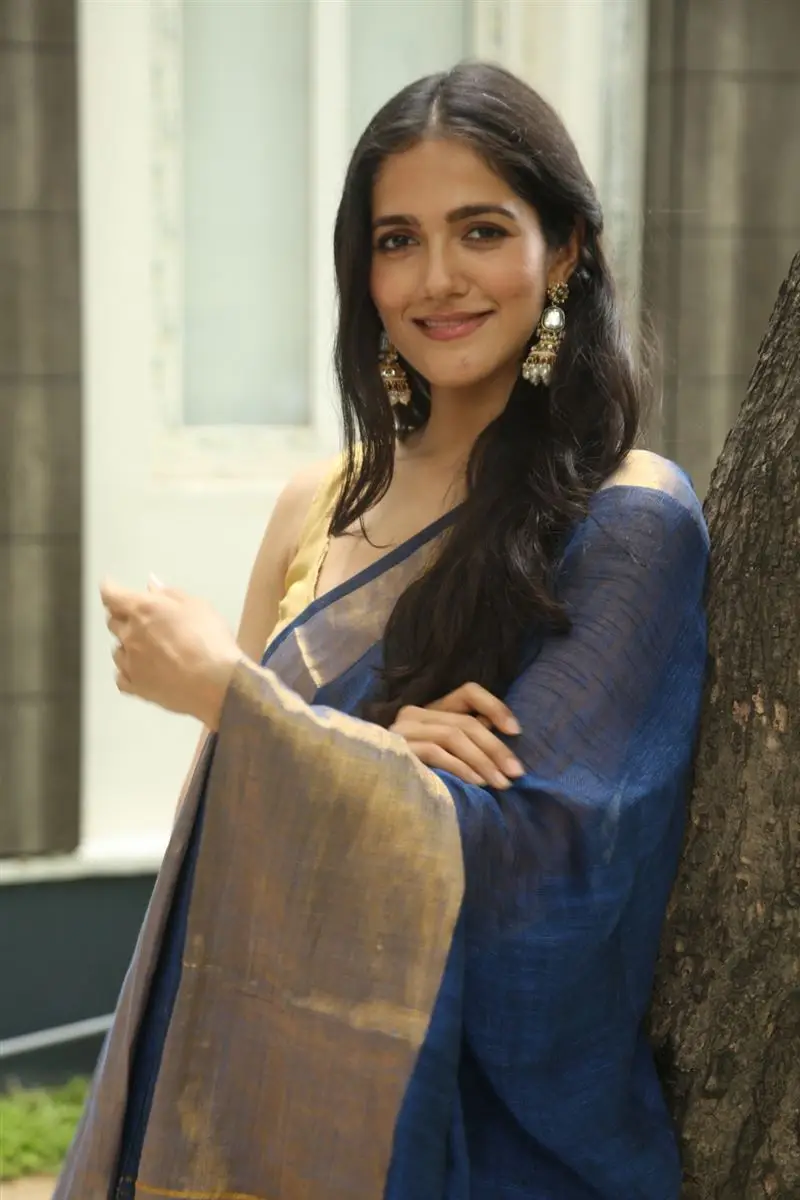 Telugu Girl Simran Choudhary in Blue Saree